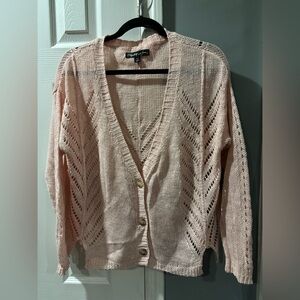 Elizabeth And James Light Pink Openwork Knit Cardigan